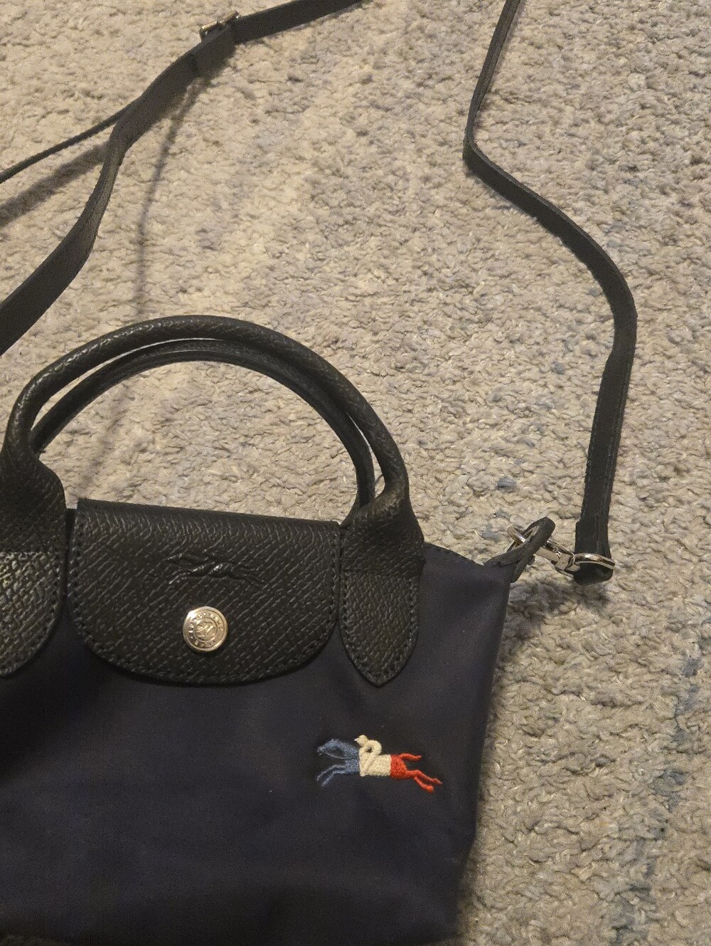 Longchamp Le Pliage Très Paris Limited Edition Mini Crossbody Bag Navy Blue - Picture 3 of 11